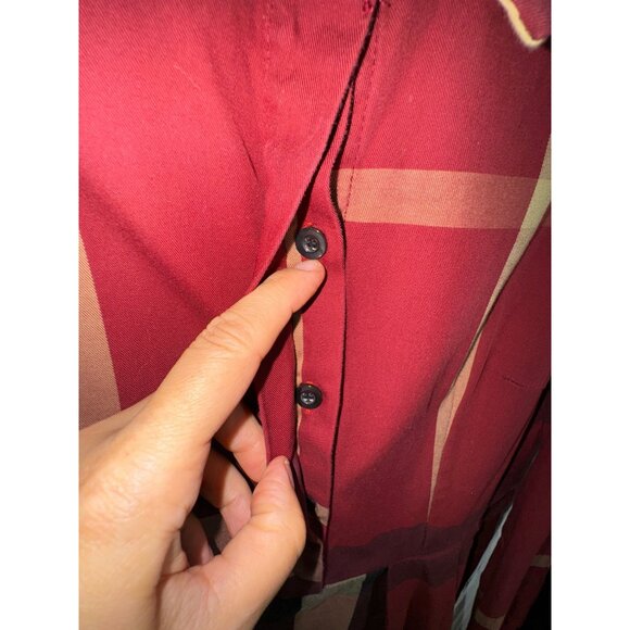 Checked Plaid Long-Sleeve Button-Up Dress‎ Collar Childrens Size Large Preppy - Picture 4 of 5